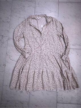 Monte The Label Aly Dress Floral Tiered Ruffle Mini Cream Burgundy Small NWT